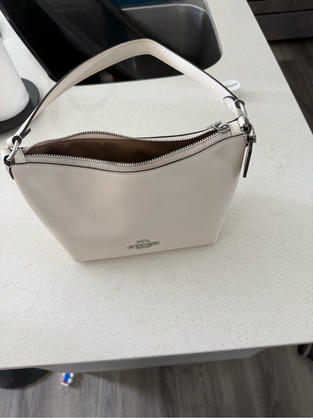 Coach Cream Pebbled Leather Shoulder Hobo
